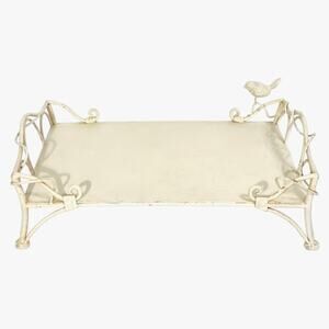 Vintage Painted Wrought Iron Tray 18.5"x11 3/4"x6 1/2"